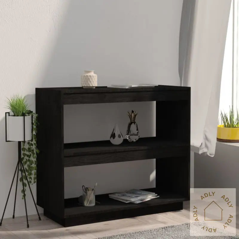 Bokhylle Svart 80X35X71 Cm Heltre Furu