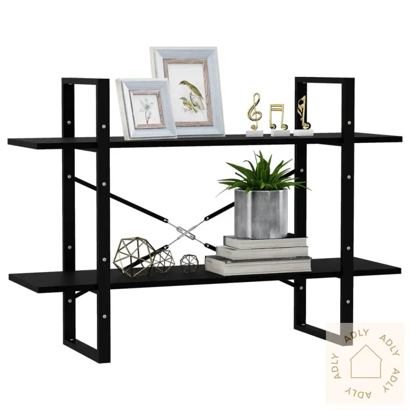 Bokhylle 2 Nivåer Svart 100X30X70 Cm Heltre Furu
