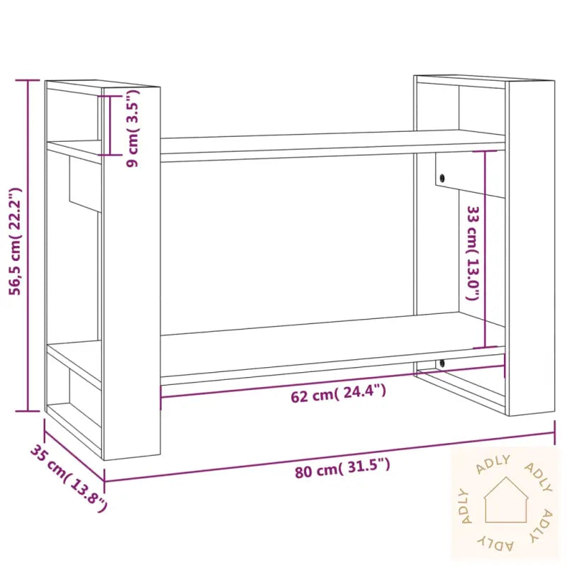 Bokhylle/Romdeler Honningbrun 80X35X56,5 Cm Heltre