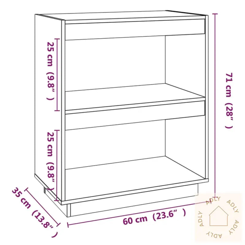 Bokhylle 60X35X71 Cm Heltre Furu