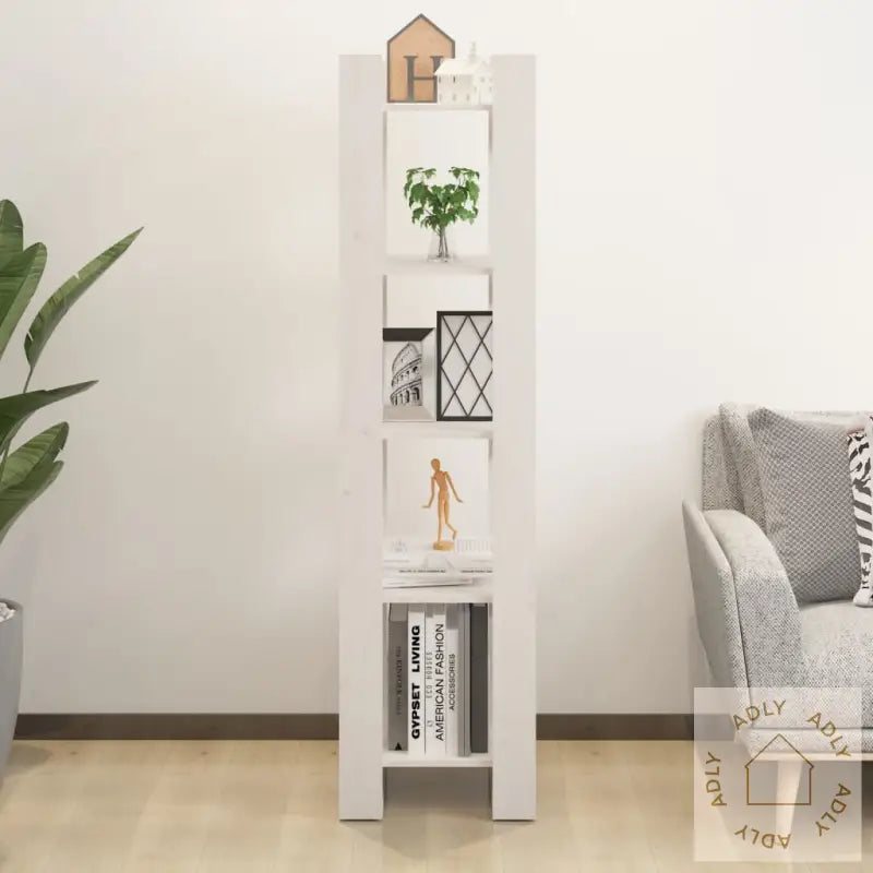 Bokhylle/Romdeler Hvit 41X35X160 Cm Heltre Furu