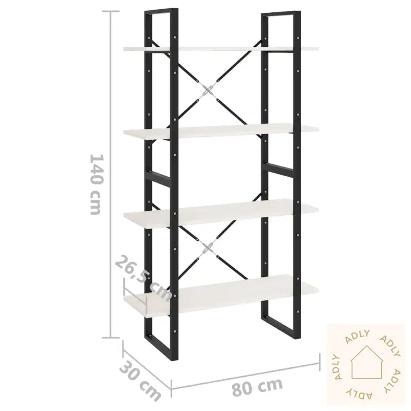 Bokhylle 4 Nivåer Hvit 80X30X140 Cm Heltre Furu
