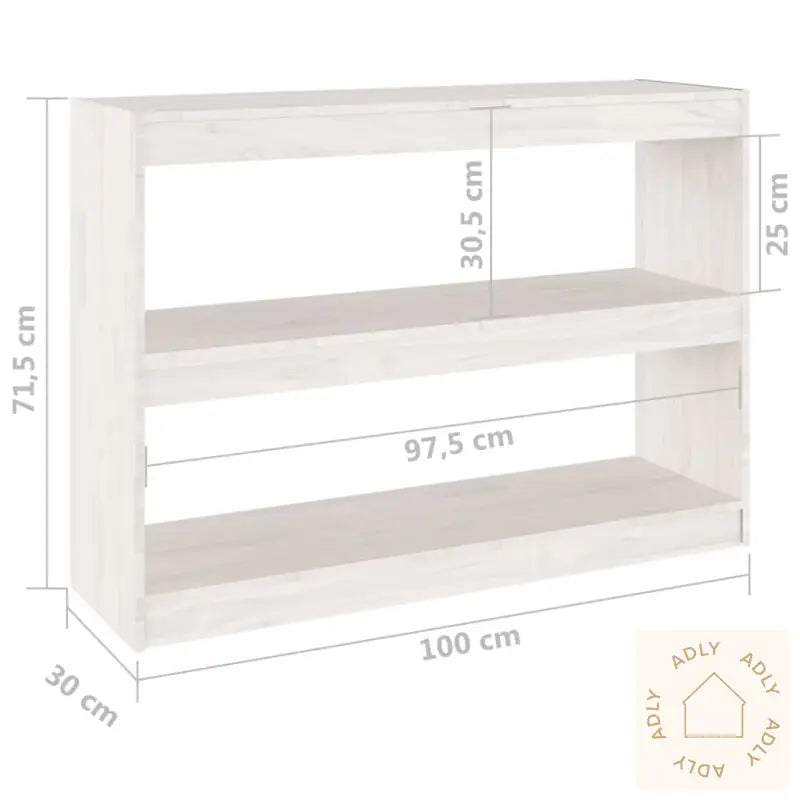Bokhylle/Romdeler Hvit 100X30X71,5 Cm Furu
