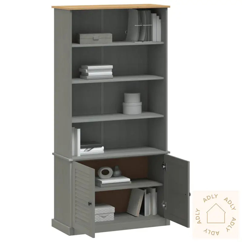 Bokhylle Vigo Grå 85X35X170 Cm Heltre Furu