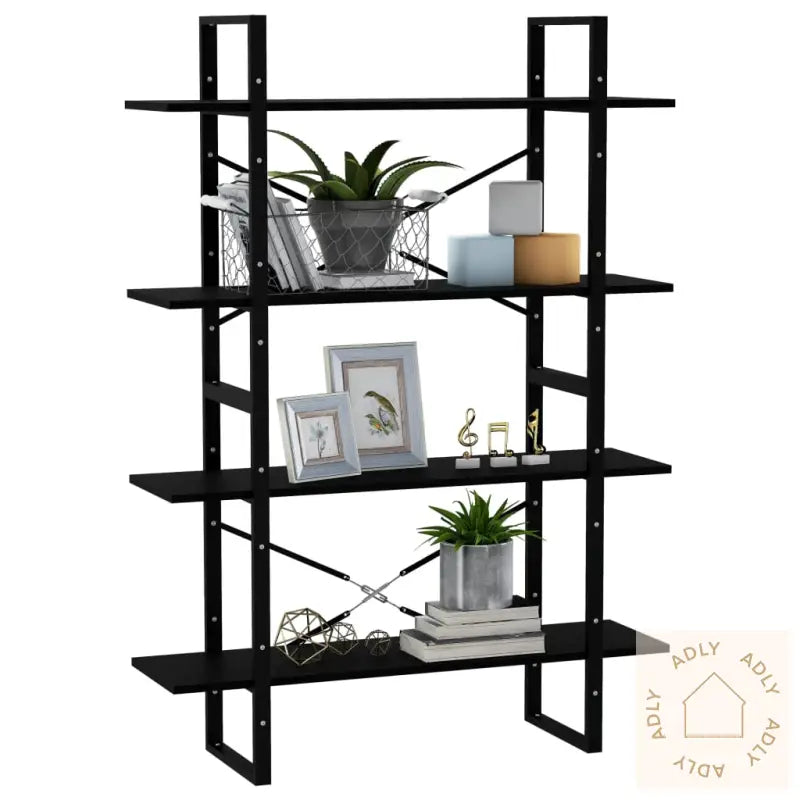 Bokhylle 4 Nivåer Svart 100X30X140 Cm Heltre Furu