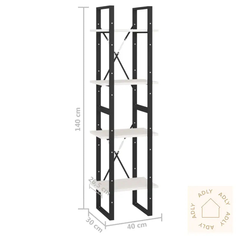 Bokhylle 4 Nivåer Hvit 40X30X140 Cm Heltre Furu