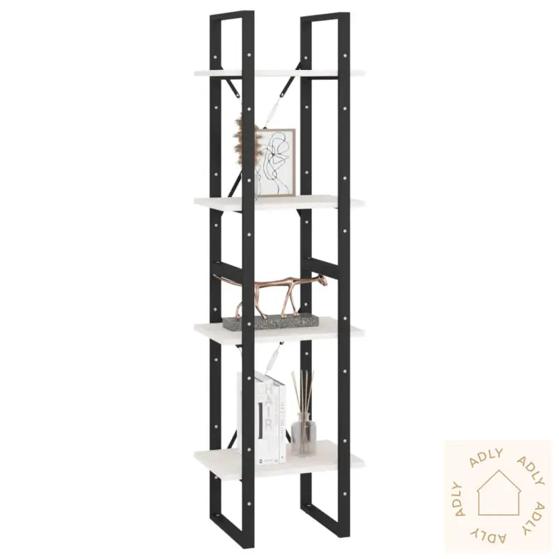 Bokhylle 4 Nivåer Hvit 40X30X140 Cm Heltre Furu