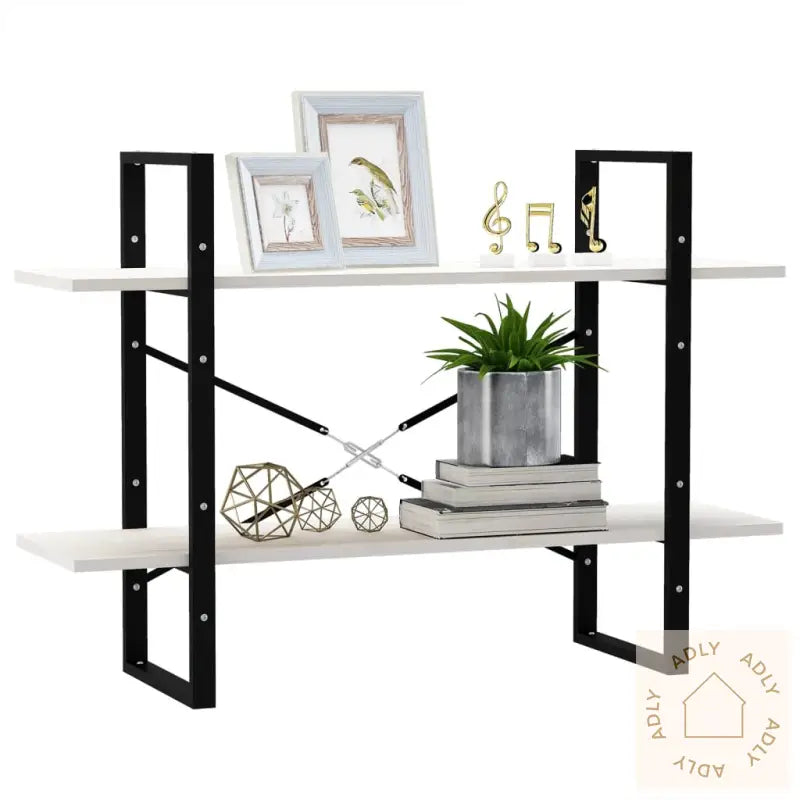 Bokhylle 2 Nivåer Hvit 100X30X70 Cm Heltre Furu