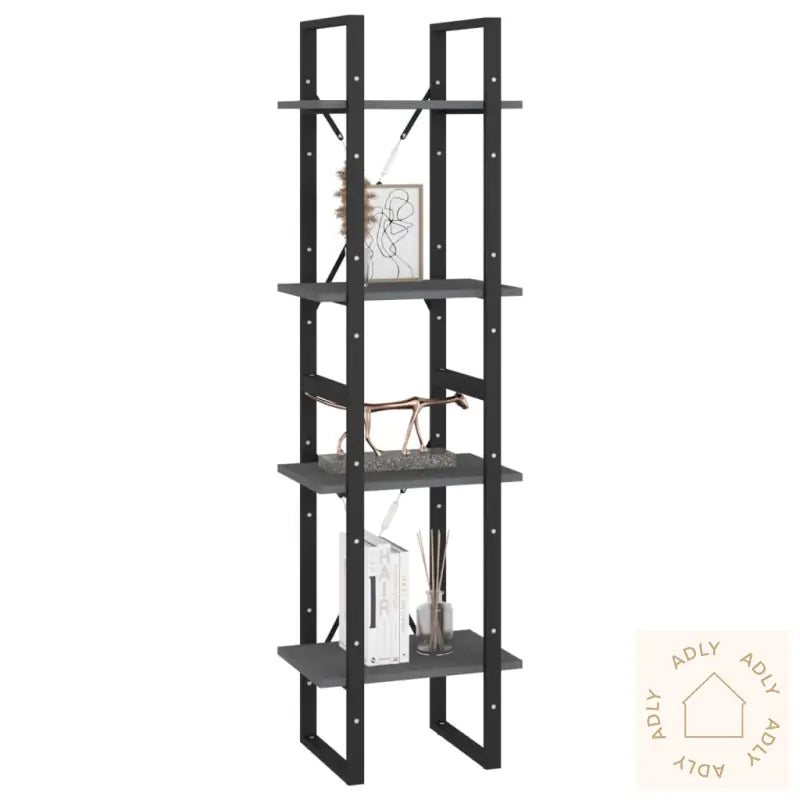 Bokhylle 4 Nivåer Grå 40X30X140 Cm Heltre Furu