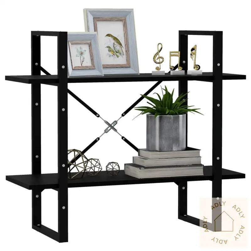 Bokhylle 2 Nivåer Svart 80X30X70 Cm Heltre Furu