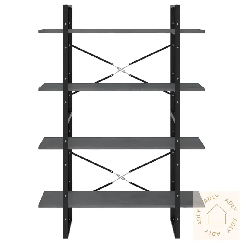 Bokhylle 4 Nivåer Grå 100X30X140 Cm Heltre Furu