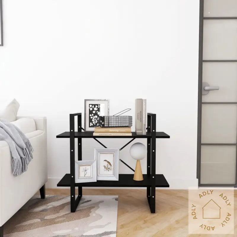 Bokhylle 2 Nivåer Svart 80X30X70 Cm Heltre Furu