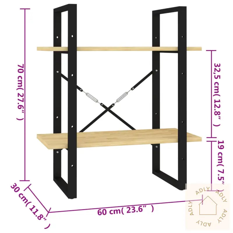 Bokhylle 2 Nivåer 60X30X70 Cm Heltre Furu