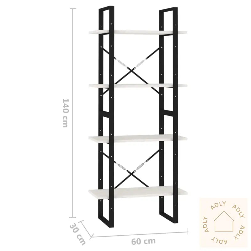 Bokhylle 4 Nivåer Hvit 60X30X140 Cm Heltre Furu