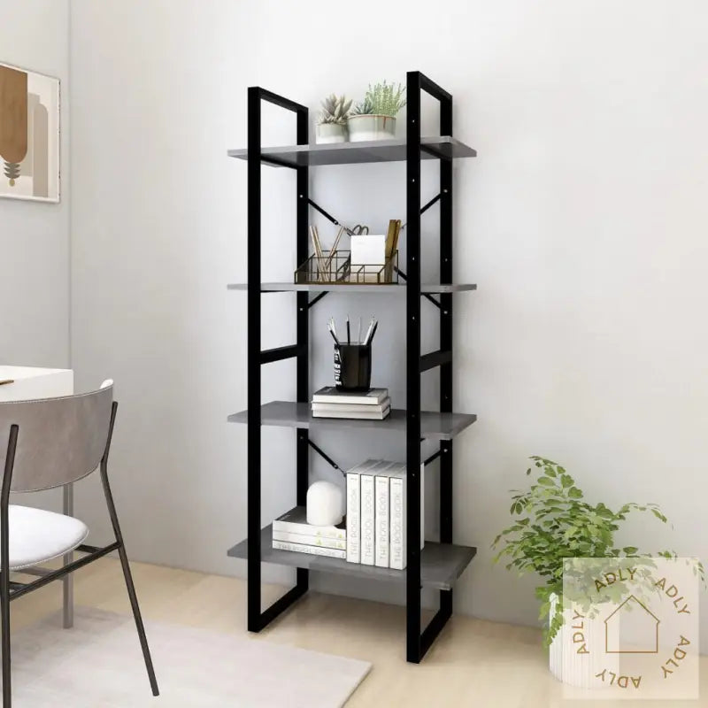 Bokhylle 4 Nivåer Grå 60X30X140 Cm Heltre Furu