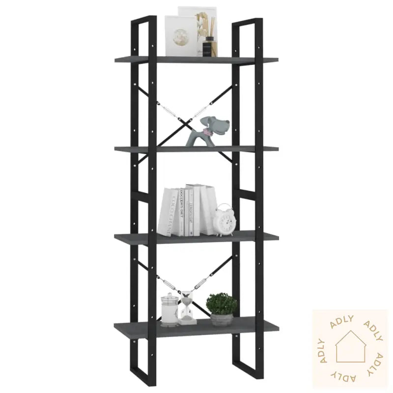 Bokhylle 4 Nivåer Grå 60X30X140 Cm Heltre Furu