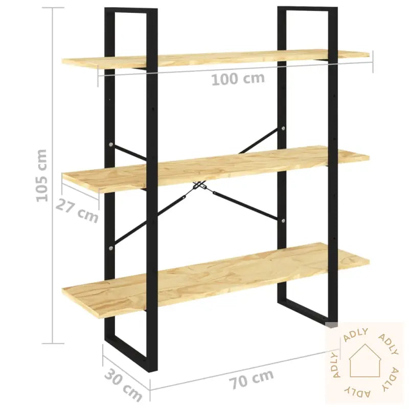Bokhylle 3 Nivåer 100X30X105 Cm Heltre Furu