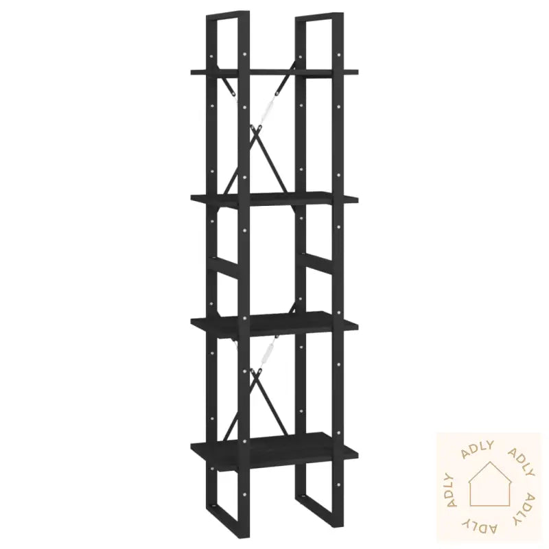 Bokhylle 4 Nivåer Svart 40X30X140 Cm Heltre Furu