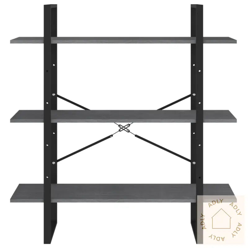 Bokhylle 3 Nivåer Grå 100X30X105 Cm Heltre Furu