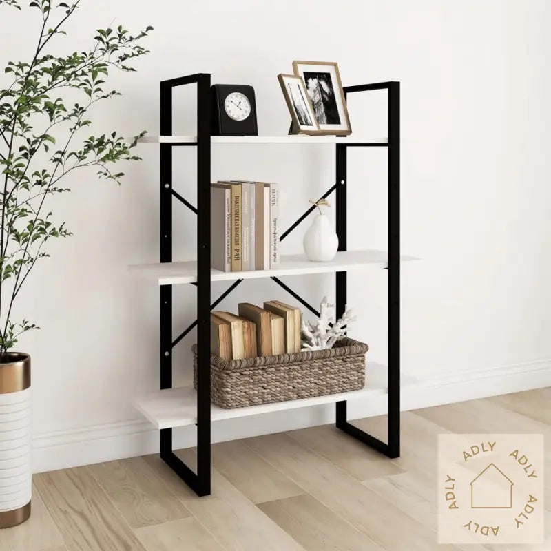 Bokhylle 3 Nivåer Hvit 80X30X105 Cm Heltre Furu