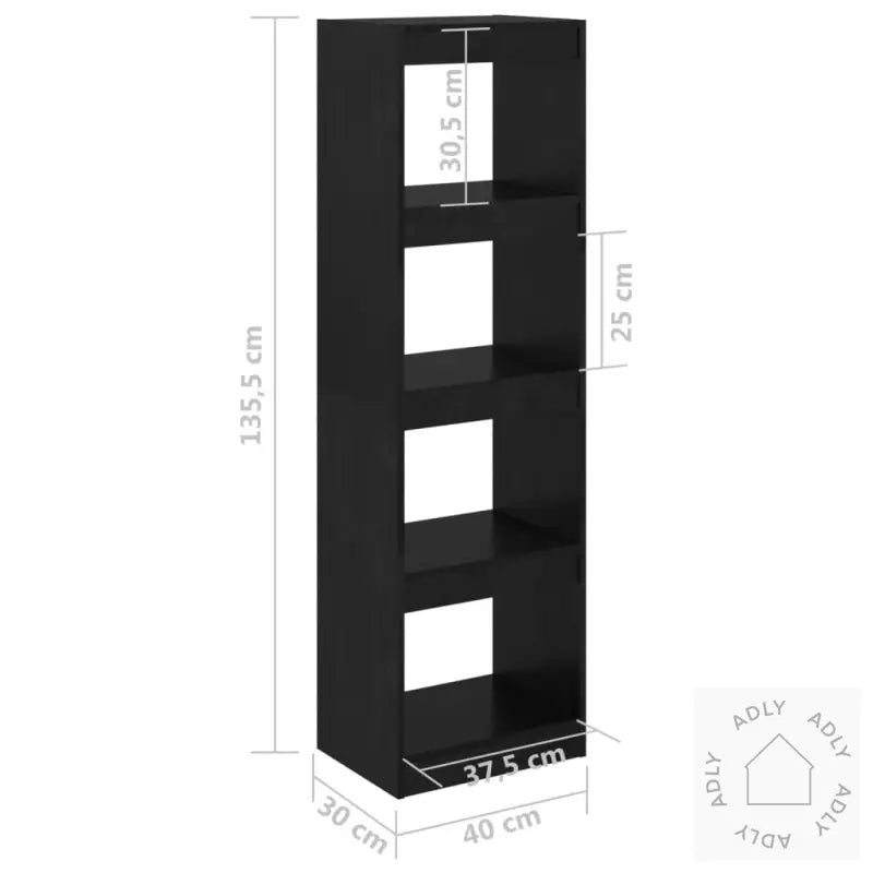 Bokhylle/Romdeler Svart 40X30X135,5 Cm Heltre Furu
