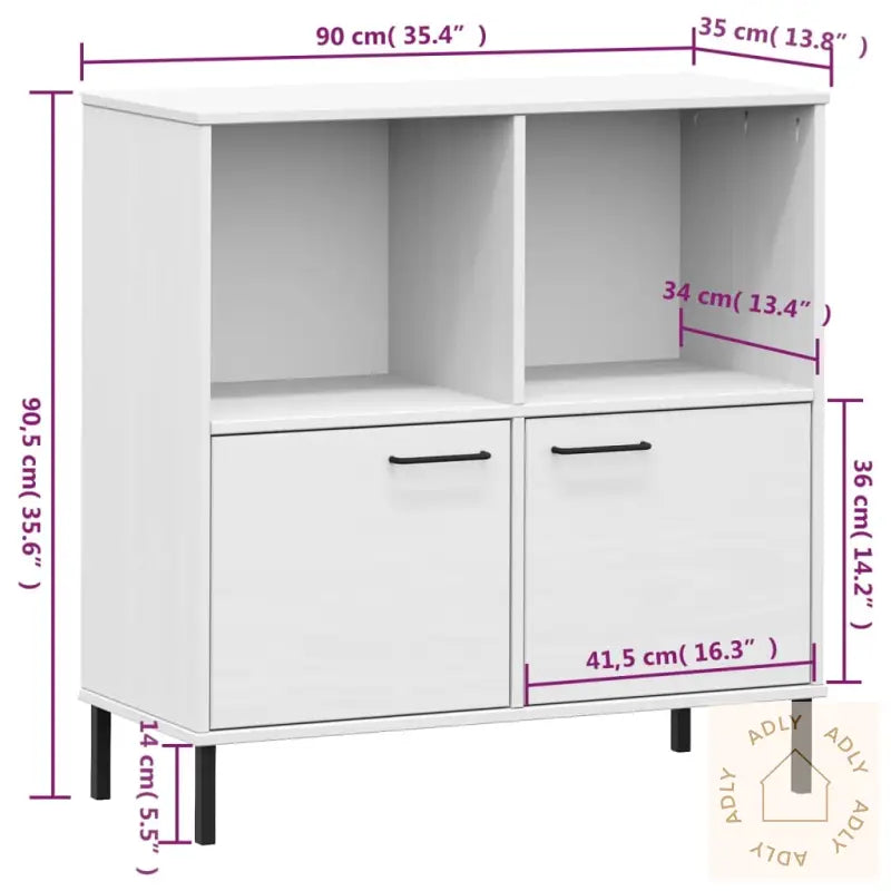 Bokhylle Med Metallben Hvit 90X35X90,5 Cm Heltre Oslo