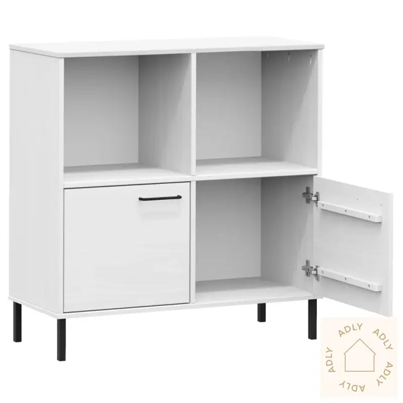 Bokhylle Med Metallben Hvit 90X35X90,5 Cm Heltre Oslo