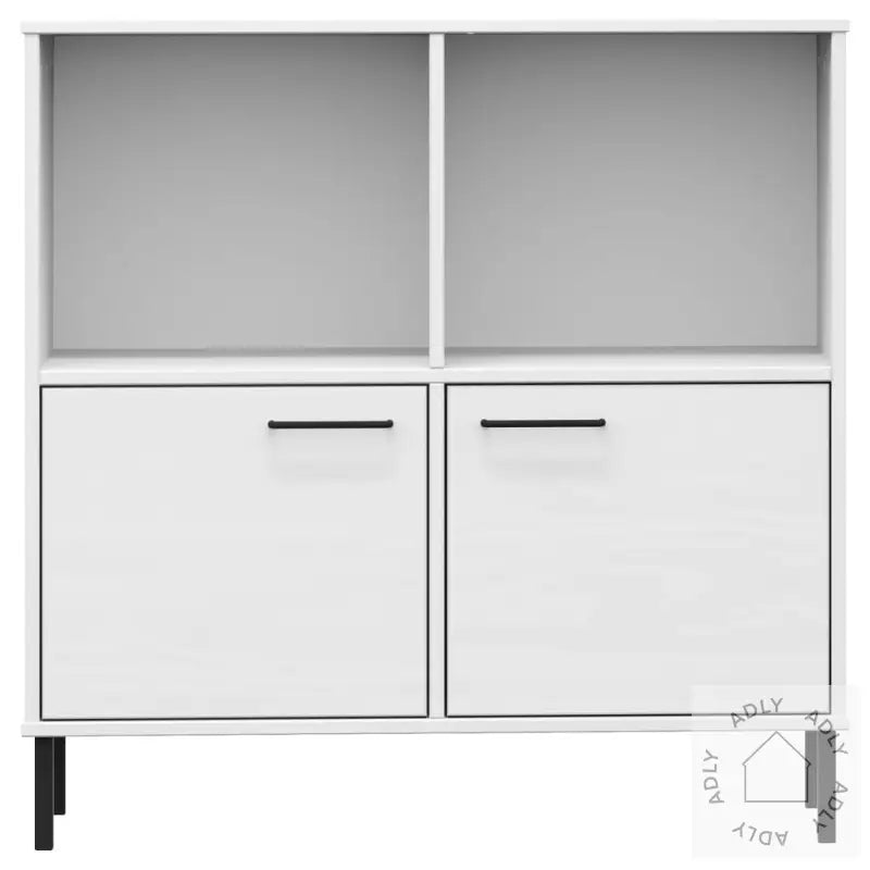 Bokhylle Med Metallben Hvit 90X35X90,5 Cm Heltre Oslo