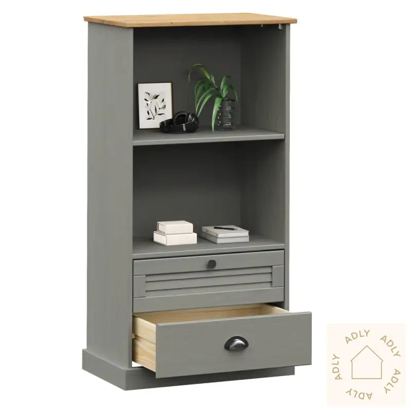 Bokhylle Vigo Grå 60X35X114,5 Cm Heltre Furu