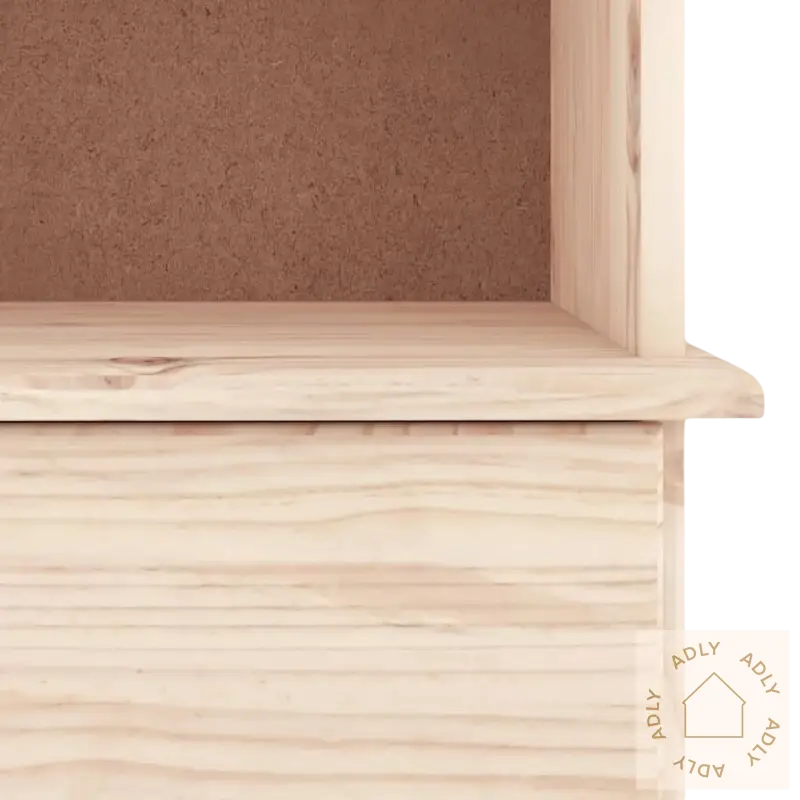 Wooden drawer unit i heltre furu med landlig preg og mål skuff for oppbevaring