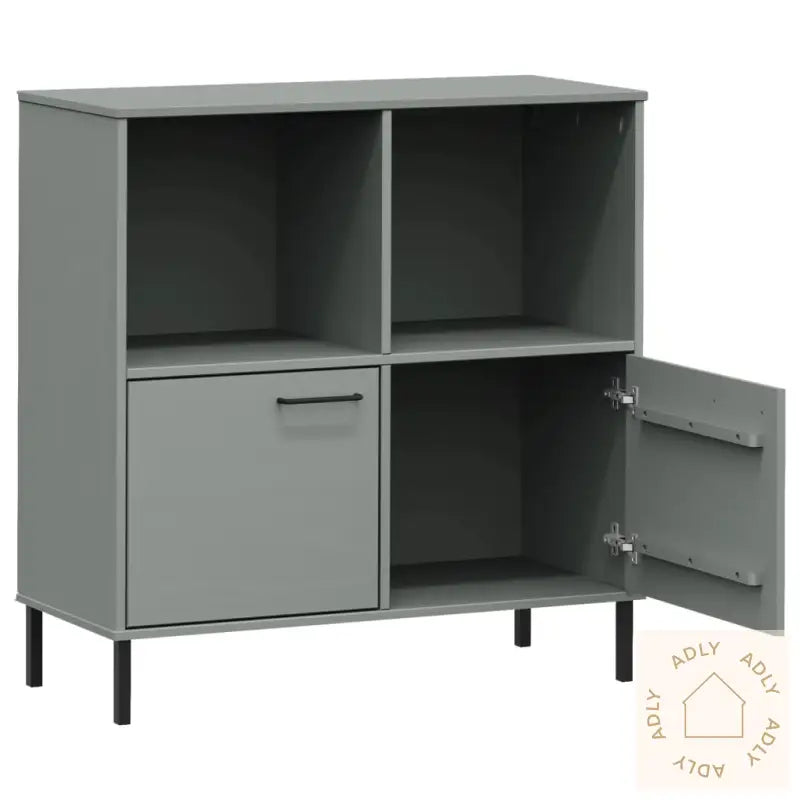 Bokhylle Med Metallben Grå 90X35X90,5 Cm Heltre Oslo