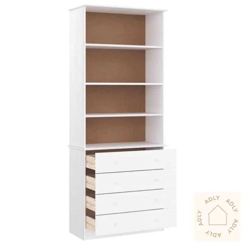 Bokhylle Med Skuffer Alta Hvit 77X35X186,5 Cm Heltre Furu