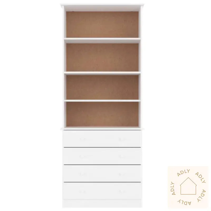 Bokhylle Med Skuffer Alta Hvit 77X35X186,5 Cm Heltre Furu