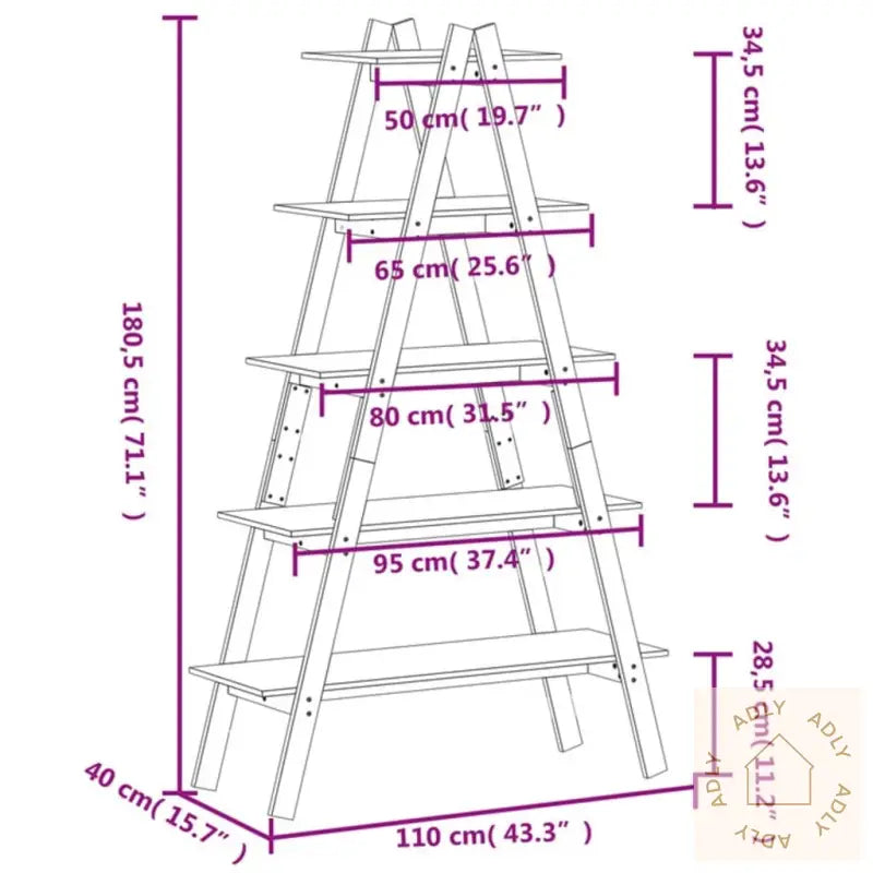 Hyller 5 Stk A-Former 110X40X180,5 Cm Heltre Furu