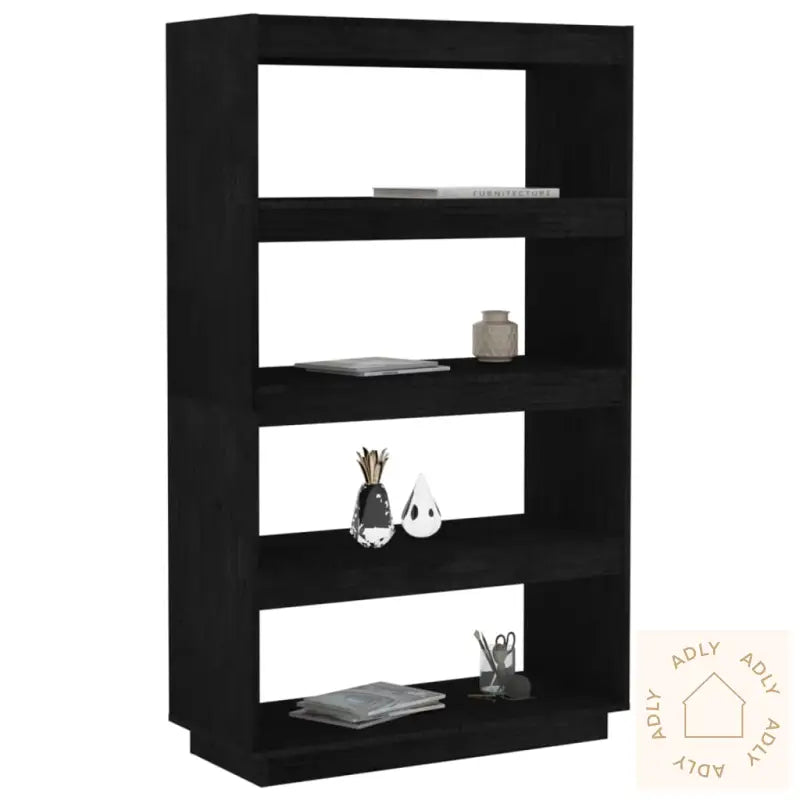 Bokhylle/Romdeler Svart 80X35X135 Cm Heltre Furu