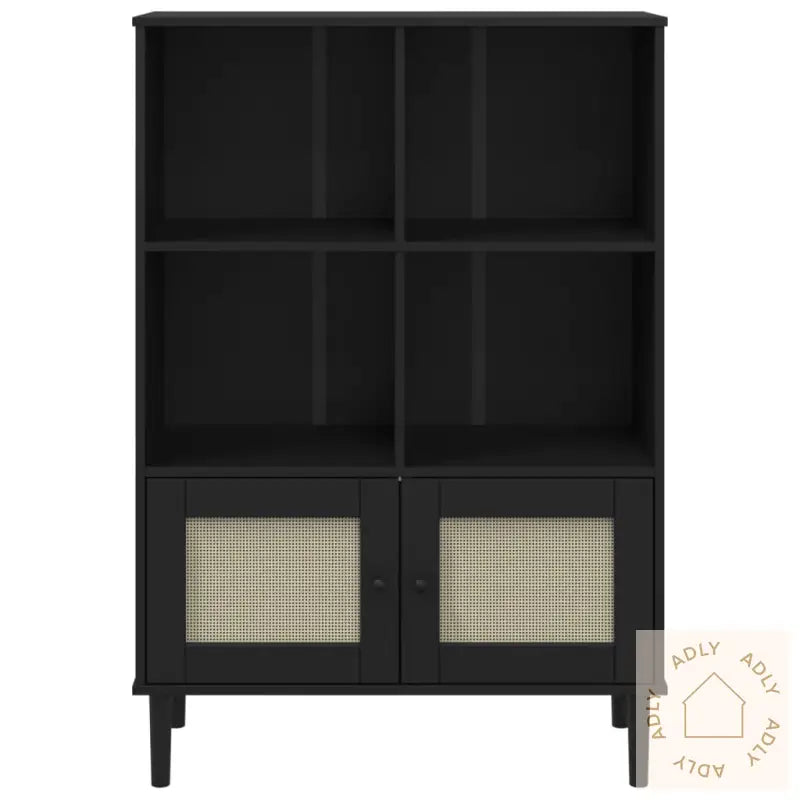 Bokhylle Senja Svart 90X35X130 Cm Heltre Furu