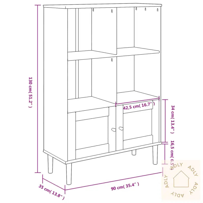 Bokhylle Senja Hvit 90X35X130 Cm Heltre Furu
