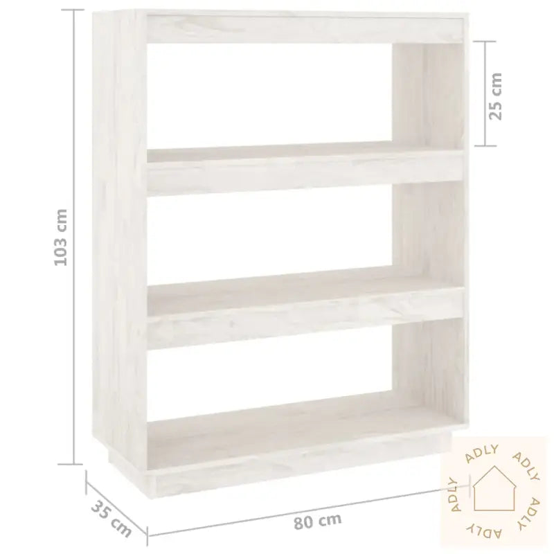 Bokhylle/Romdeler Hvit 80X35X103 Cm Heltre Furu