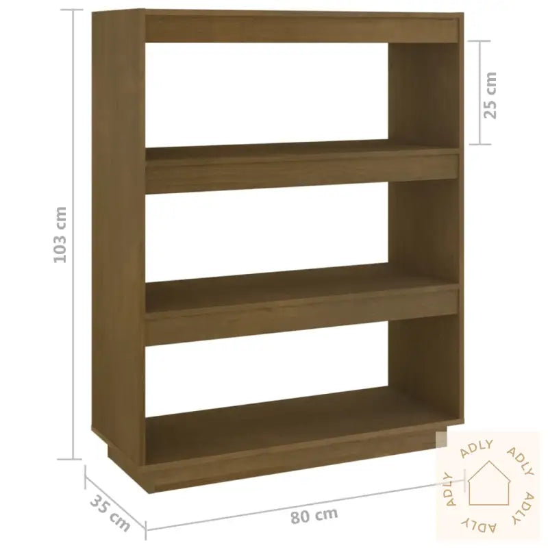 Bokhylle/Romdeler Honningbrun 80X35X103 Cm Heltre Furu
