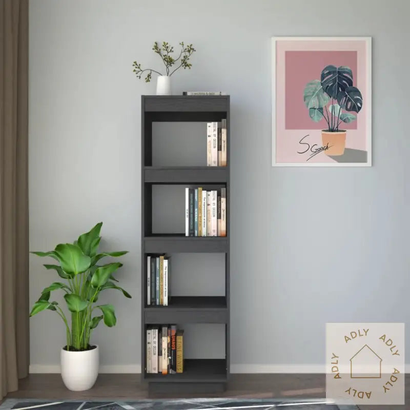 Bokhylle/Romdeler Grå 40X35X135 Cm Heltre Furu