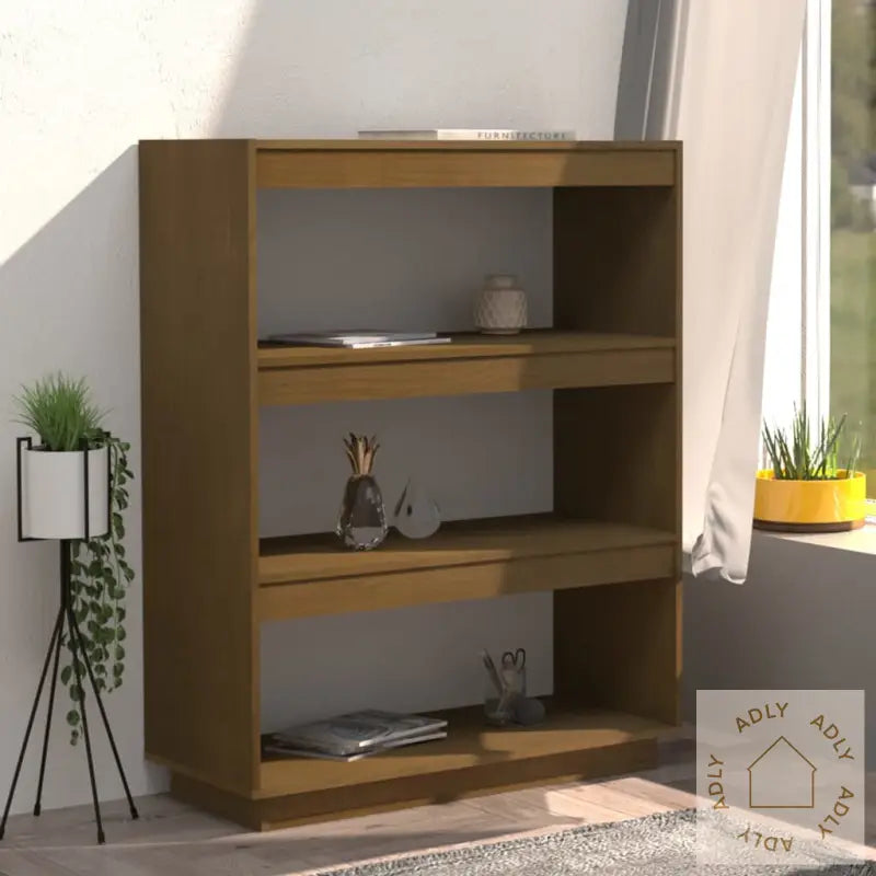 Bokhylle/Romdeler Honningbrun 80X35X103 Cm Heltre Furu