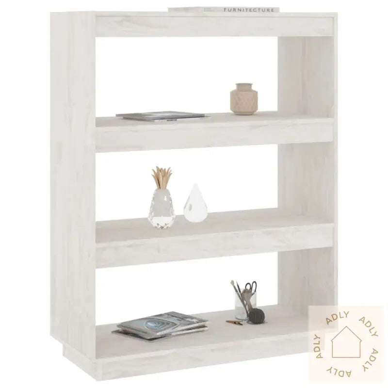 Bokhylle/Romdeler Hvit 80X35X103 Cm Heltre Furu