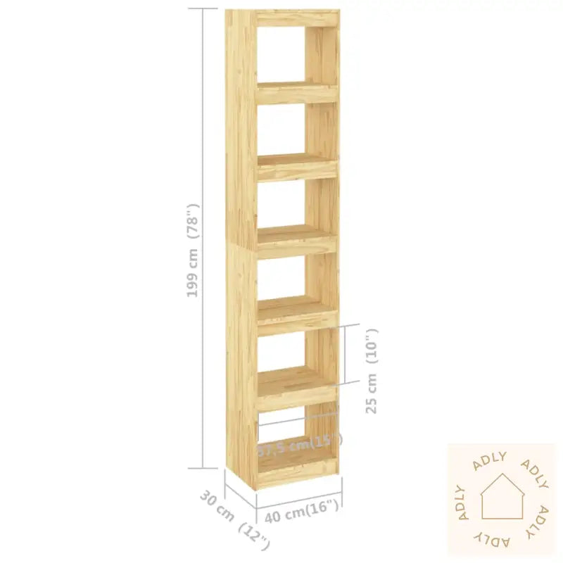 Bokhylle/Romdeler 40X30X199 Cm Heltre Furu