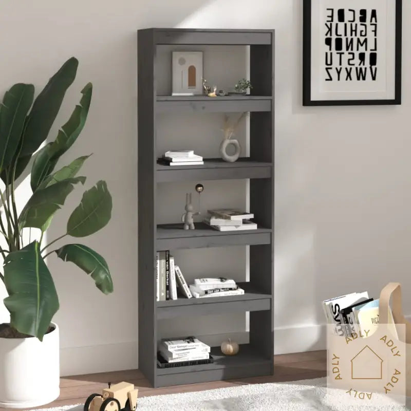 Bokhylle/Romdeler Grå 60X30X167,5 Cm Heltre Furu