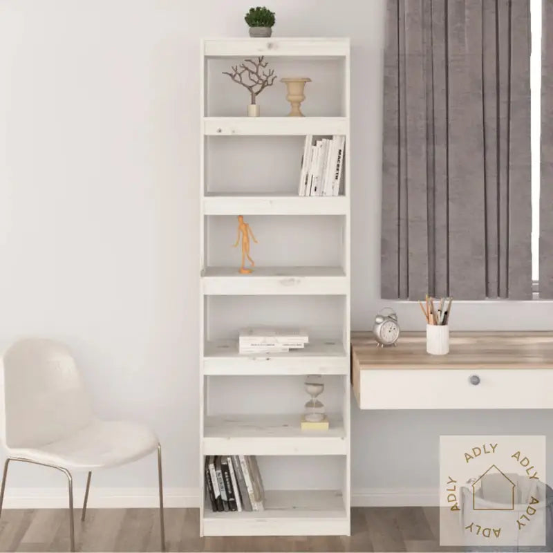 Bokhylle/Romdeler Hvit 60X30X199,5 Cm Heltre Furu