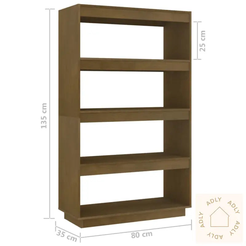 Bokhylle/Romdeler Honningbrun 80X35X135 Cm Heltre Furu