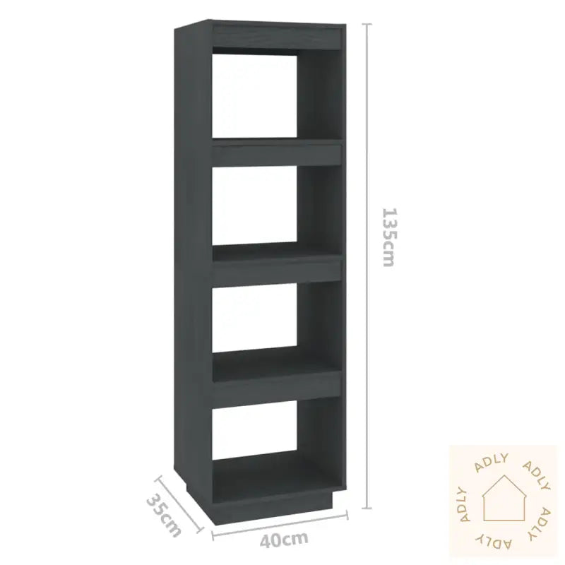 Bokhylle/Romdeler Grå 40X35X135 Cm Heltre Furu