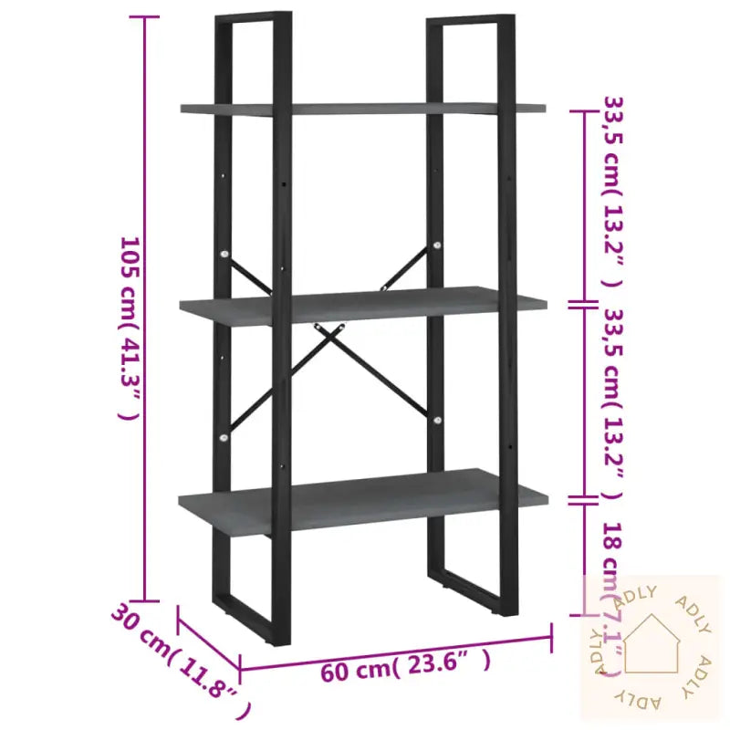 Oppbevaringshylle 60X30X105 Cm Heltre Furu Grå
