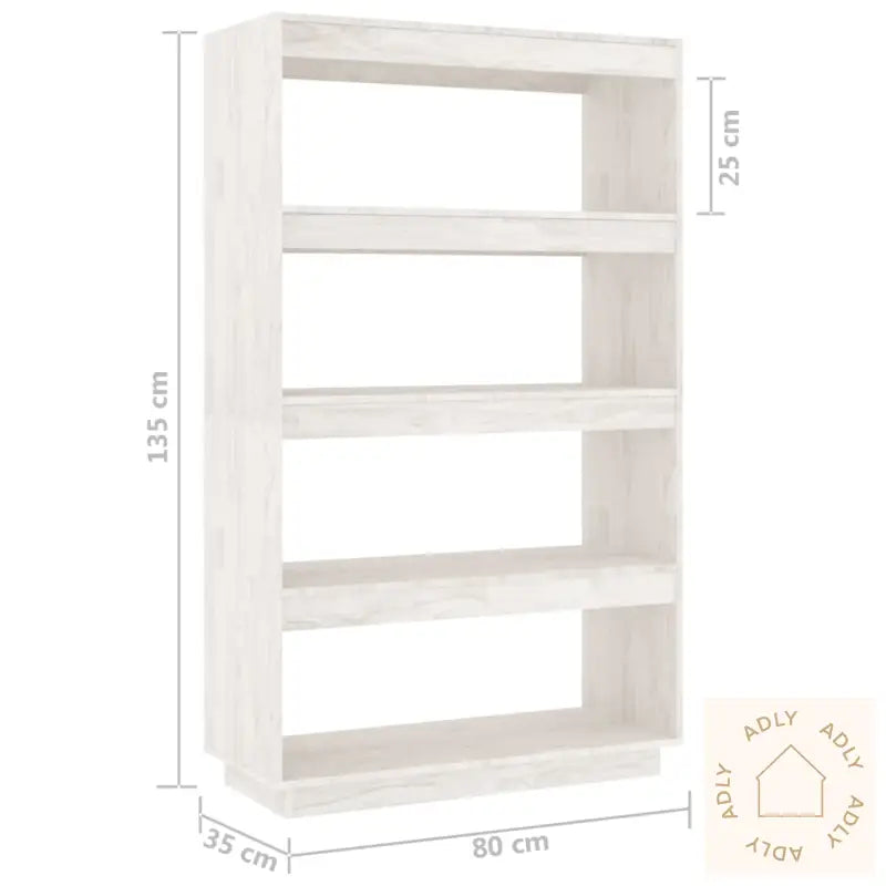 Bokhylle/Romdeler Hvit 80X35X135 Cm Heltre Furu