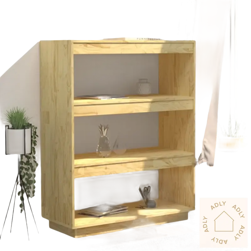 Wooden heltre furu bokhylle med tre hyller, perfekt med hagemøbler og møbler til hjemmet